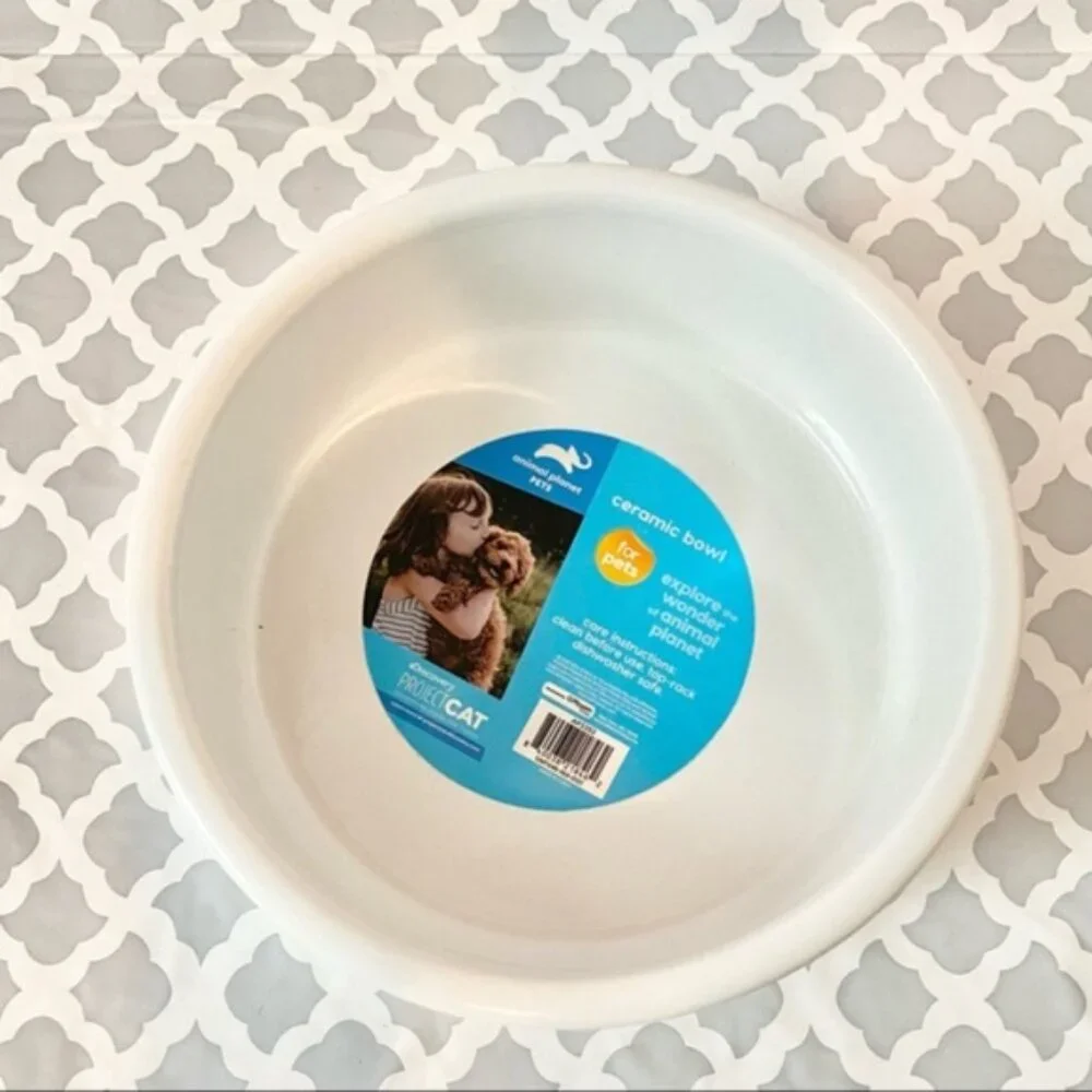 Animal Planet Pets White Ceramic ‘Bark’ Bone Dog Bowl